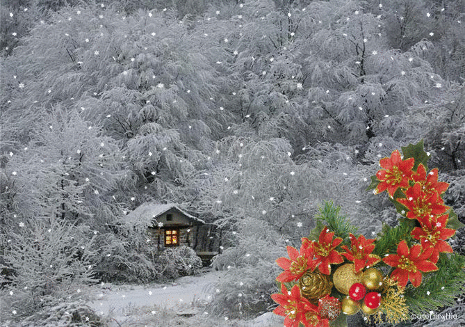 музыкальная анимационная новогодняя открытка с кодом, зимний сад. Глызин.