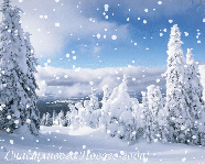 новогодняя анимационная открытка зимний лес снегопад