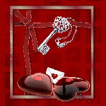 Анимация сердечки с ключиком, день святого Валентина