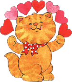 анимация с кодом, рыжий кот с сердечками