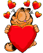 анимашка день святого Валентина, кот гарфилд с сердцами