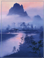 музыкальная открытка Юрий Шатунов - Седая ночь,анимация горы река туман ночь