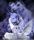 музыкальная открытка Мелодия из к-ф О любви,анимационная картинка белые лебеди влюбленная пара,страстный поцелуй